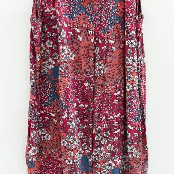 J.Jill Dress Size Medium Floral Button Front V-Neck Sleeveless Cottagecore - Picture 4 of 11